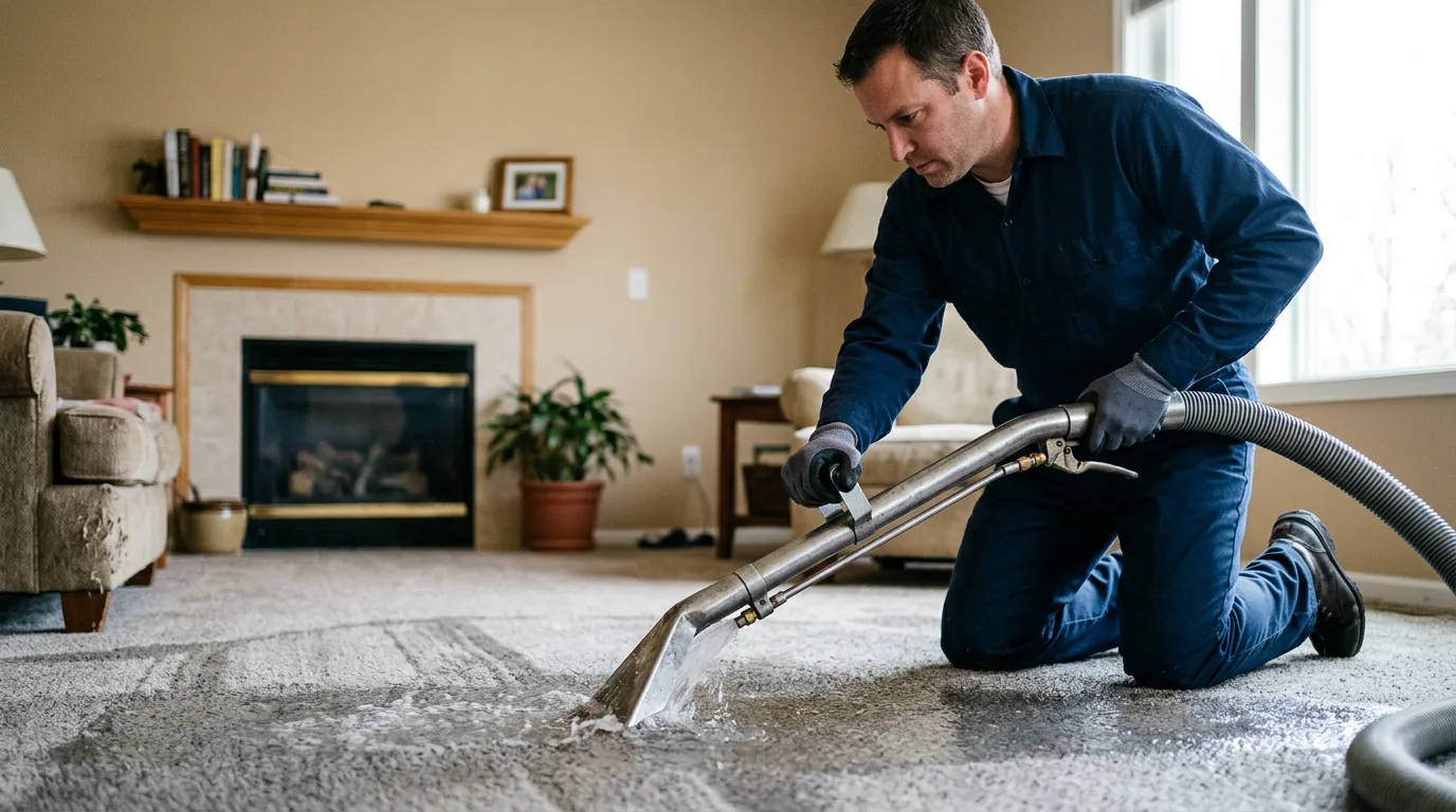 Water damage restoration technician working near Gwinn, MI